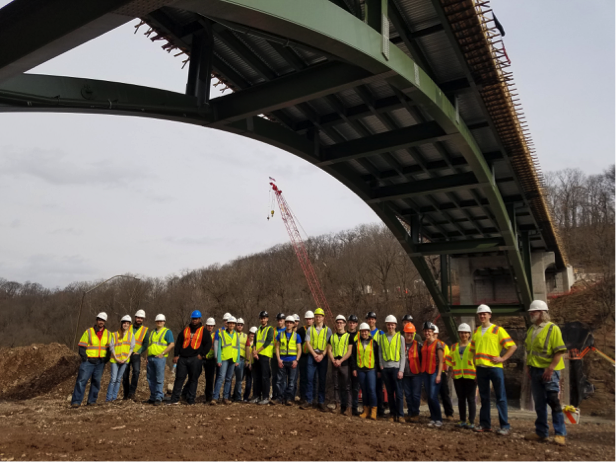 YMF members getting a tour of the Greenfield Bridge